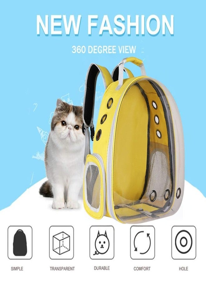 حقيبة ظهر شفافة صفراء اللون من VAYINATO® لحمل الحيوانات الأليفة أثناء السفر، مثالية للكلاب والقطط الصغيرة | مقاومة للماء، مريحة وجيدة التهوية من Petzlifeworld - Image 4